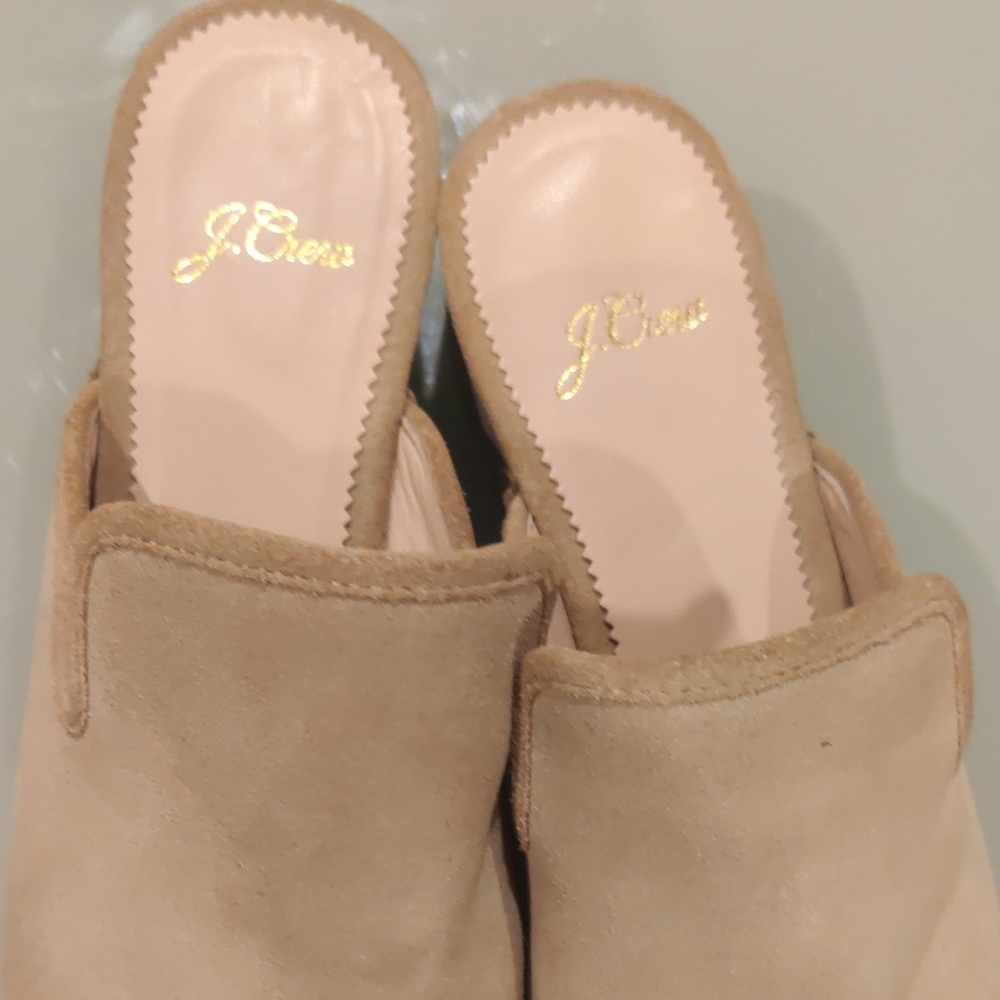 J. Crew Beige Suede Mules with Gold Studs Size 7 - Picture 11 of 11